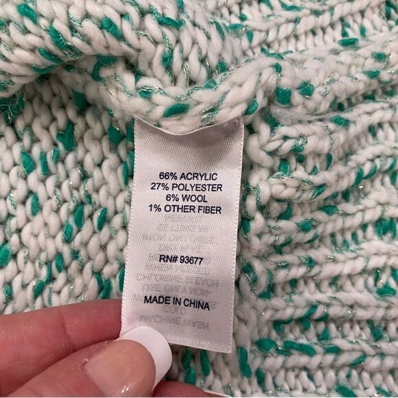 St John’s Bay Mint Green & White Knit Scoop Neck Pullover Long Sleeve Sweater XL - Picture 15 of 16